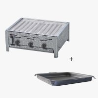 Gastrobräter, Gasgrill Edelstahl 3 flammig mit Rost...
