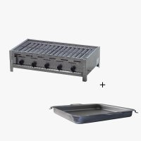Gastrobräter, Gasgrill Edelstahl 5 flammig mit Rost...