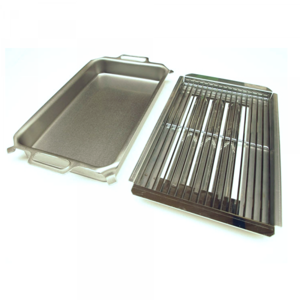 Kombi-Set 4er Gasgrill 3 teilig bestehend aus 2er Grillrost, 2 Flammabdeckung, 1er Stahlblechpfanne, 60 mm hoch
