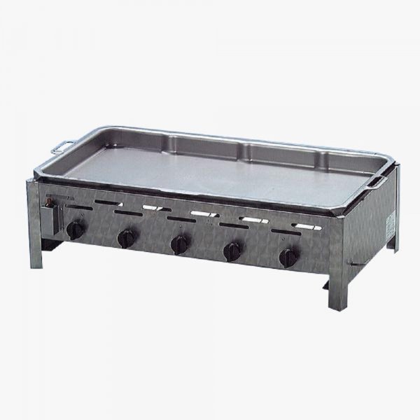Gasgrill Edelstahl 5 flammig 18 KW mit Edelstahl Pfanne, 98 x 53 x 27 cm