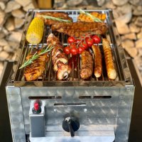 Gasgrill Edelstahl 1 flammig 3,6 KW mit Rost Edelstahl zerlegbar, 34 x 27 x 53 cm