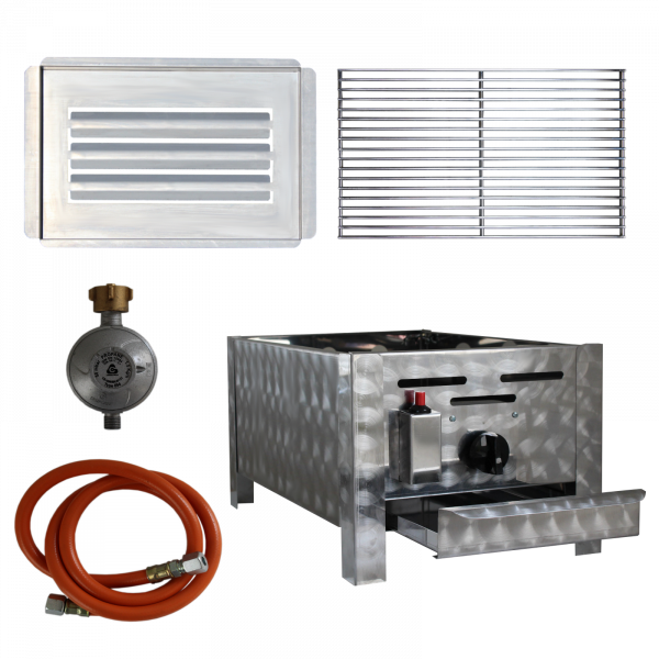 Gasgrill Edelstahl 1 flammig mit Rost, 34 x 27 x 53 cm Grillrost Edelstahl zerlegbar