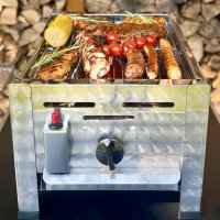 Gasgrill Edelstahl 1 flammig mit Rost, 34 x 27 x 53 cm Grillrost Edelstahl zerlegbar