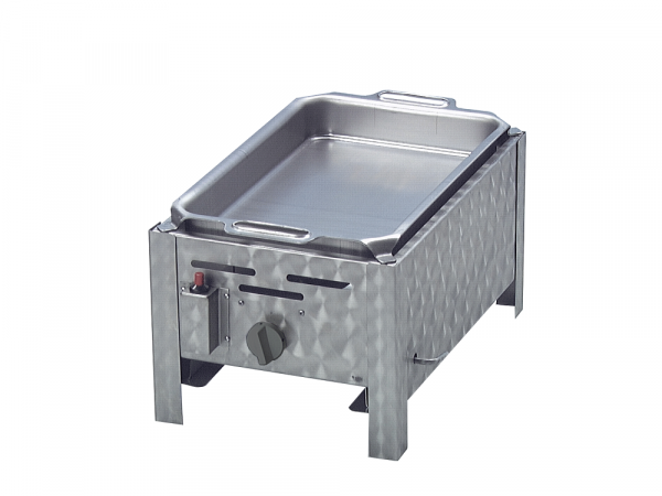 Gasgrill Edelstahl 1 flammig mit Pfanne, 34 x 27 x 53 cm Pfanne Stahl