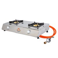 BSR-Grillen Edelstahl-Propangaskocher 2-flammig mit...